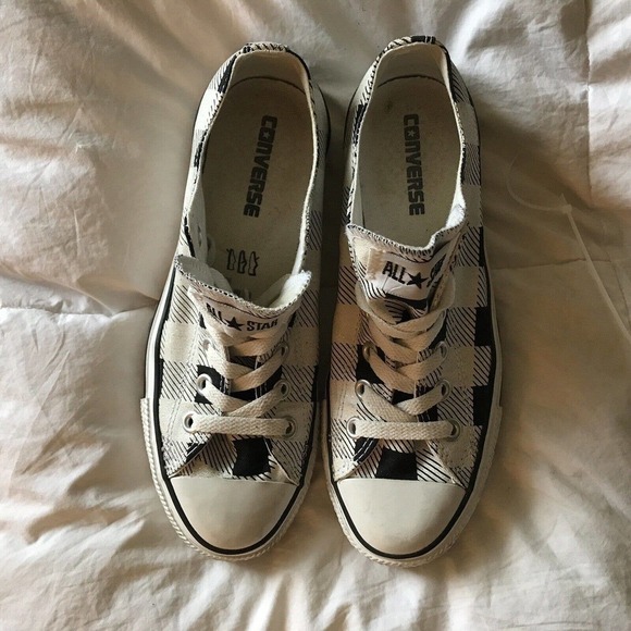 Converse Black and White Glitter Checks Low Top Sz8 Ladies All Stars Pre-Owned - Picture 2 of 11